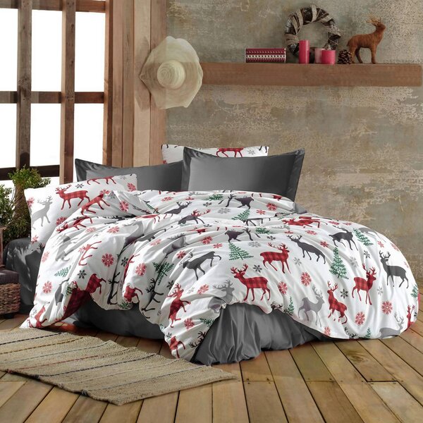 POVLEČENÍ šedá, zelená, červená, bílá 135/200 cm X-Mas - Sváteční textil, Online Only