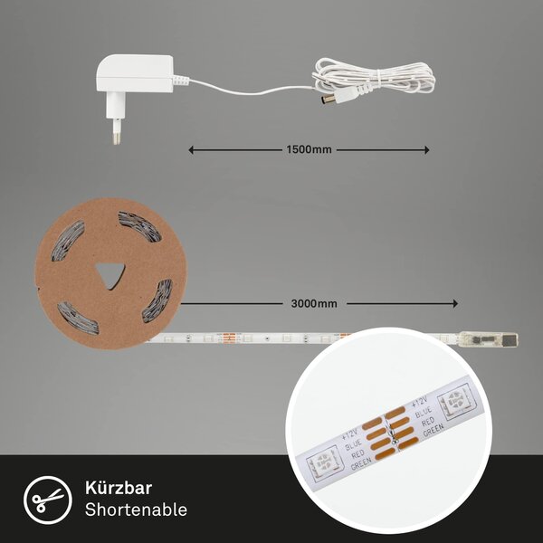 BRILO 2267-090P RGB LED pásek 300 cm 0,11W bílé - BRILO