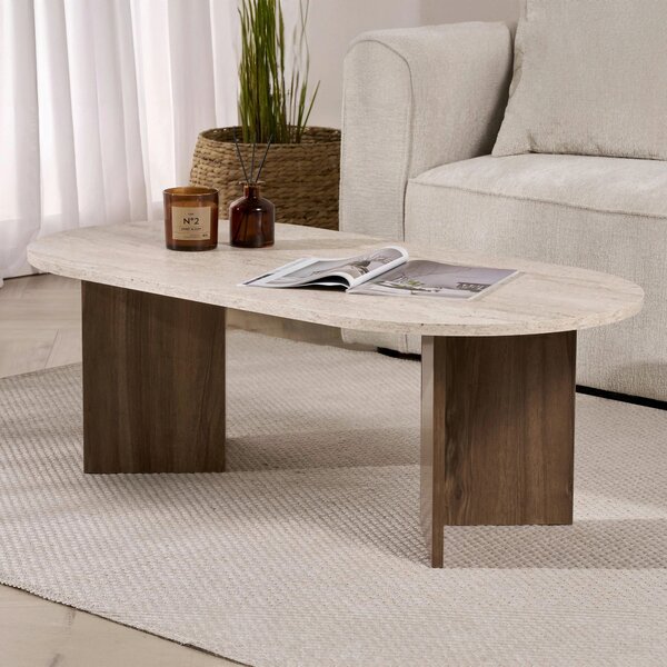 KONFERENČNÍ STOLEK, barvy vlašských ořechů, slonovinová, kompozitní dřevo, 119/40/60 cm MID.YOU - Online Only konferenční stolky, Online Only