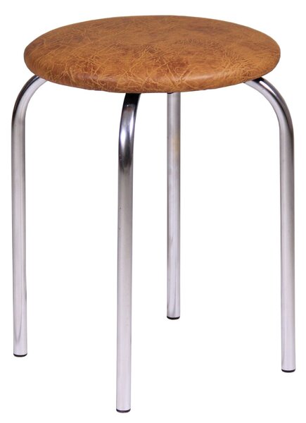 Kuchyňská stolička DOMINGA - hnědá eko kůže / stříbrná