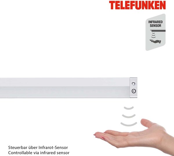 TF 202904TF TELEFUNKEN svítidlo pod skříňku s čidlem, 50 cm, 9 W, 700 lm, stříbrná - BRILONER