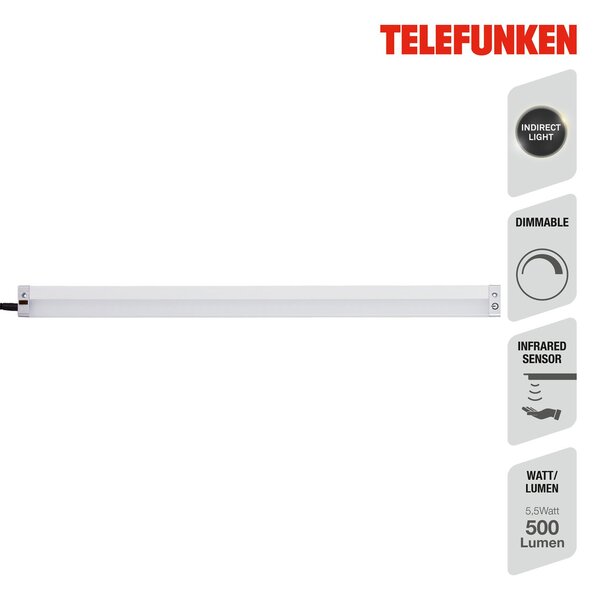 TF 202904TF TELEFUNKEN svítidlo pod skříňku s čidlem, 50 cm, 9 W, 700 lm, stříbrná - BRILONER
