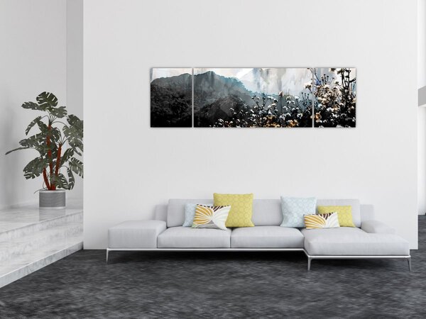 Obraz - Ilustrace divokých květin (170x50 cm)