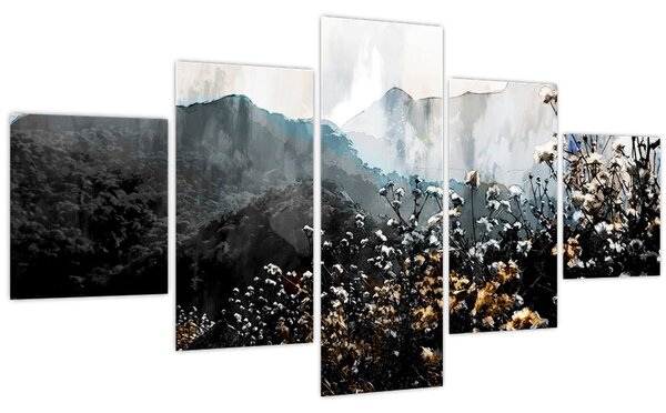 Obraz - Ilustrace divokých květin (125x70 cm)
