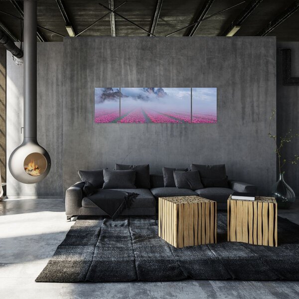 Obraz - Krajina s tulipánovými poli (170x50 cm)