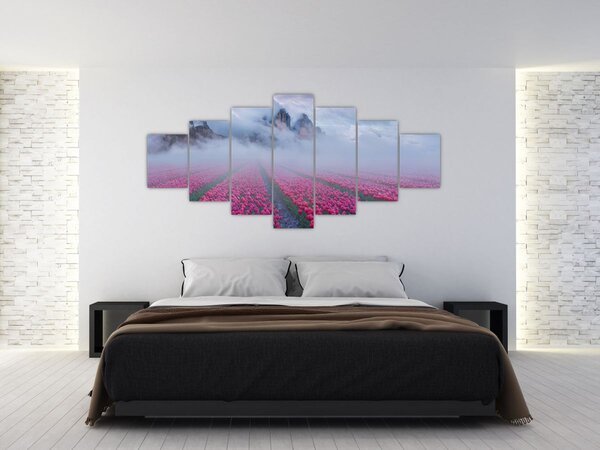Obraz - Krajina s tulipánovými poli (210x100 cm)