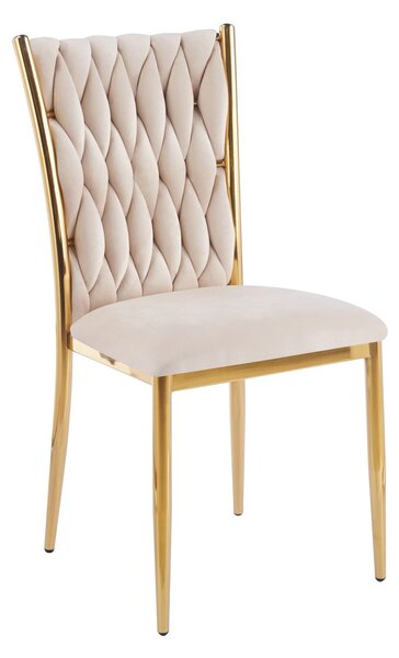 Elegantní jídelní židle SERELITH - béžová / zlatá