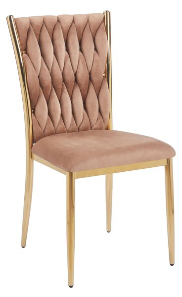 Elegantní jídelní židle SERELITH - cappuccino / zlatá
