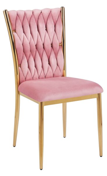 Elegantní jídelní židle SERELITH - růžová / zlatá