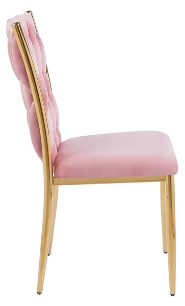 Elegantní jídelní židle SERELITH - růžová / zlatá