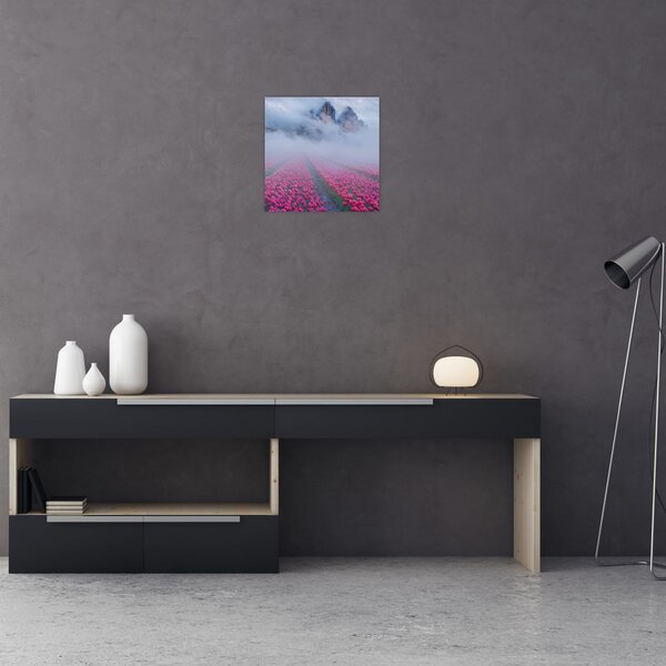 Obraz - Krajina s tulipánovými poli (30x30 cm)
