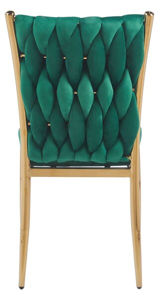 Elegantní jídelní židle SERELITH - zelená / zlatá
