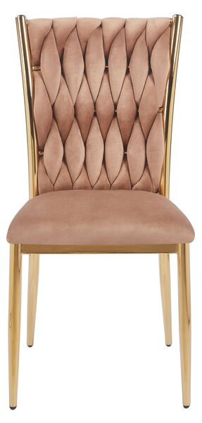Elegantní jídelní židle SERELITH - cappuccino / zlatá