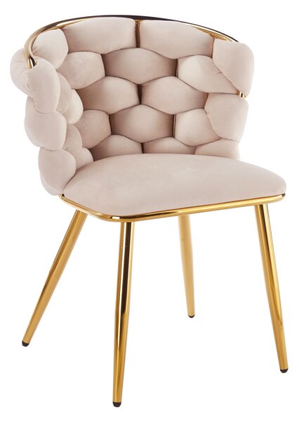 Designová jídelní židle EVANDOR - béžová / zlatá