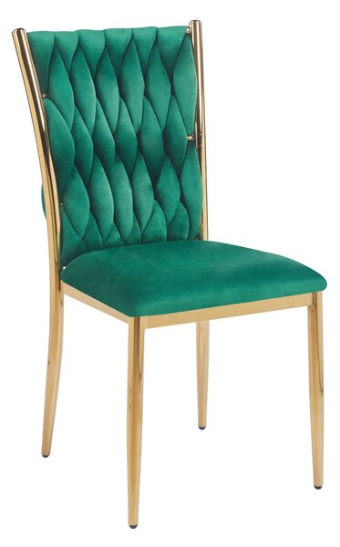 Elegantní jídelní židle SERELITH - zelená / zlatá