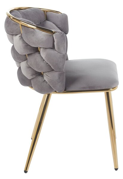 Designová jídelní židle EVANDOR - šedá / zlatá