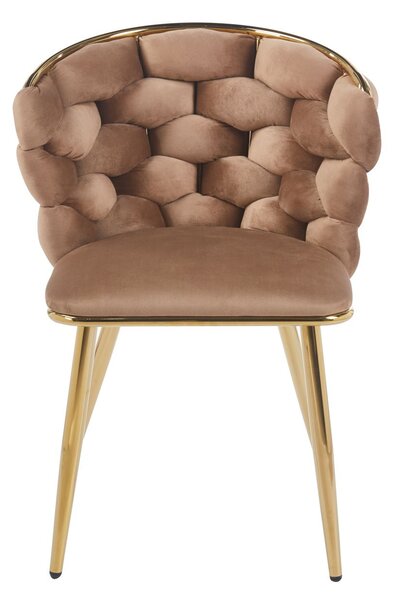 Designová jídelní židle EVANDOR - cappuccino / zlatá