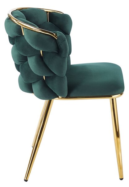 Designová jídelní židle EVANDOR - zelená / zlatá