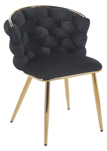 Designová jídelní židle EVANDOR - černá / zlatá