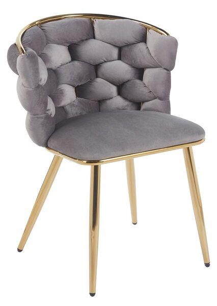 Designová jídelní židle EVANDOR - šedá / zlatá