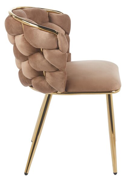 Designová jídelní židle EVANDOR - cappuccino / zlatá