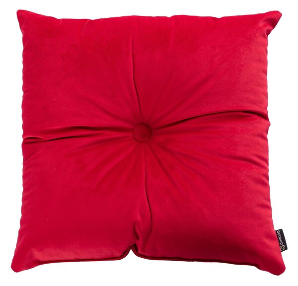 Sametový polštář Velvet s knoflíkem barva červená látka lesklé, sametová