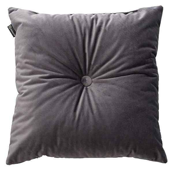 Sametový polštář Velvet s knoflíkem barva šedá látka lesklé, sametová