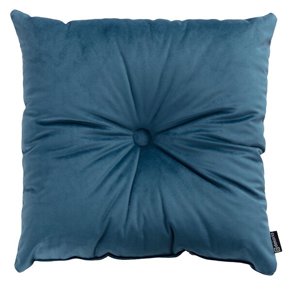 Sametový polštář Velvet s knoflíkem barva modrá látka lesklé, sametová