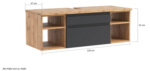 SKŘÍŇKA POD UMYVADLO, dub wotan, 120/41/47 cm Held - Koupelnové série, Online Only