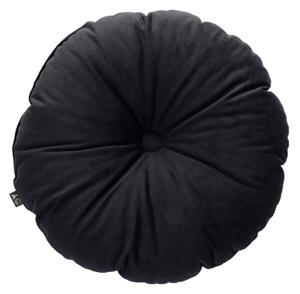 Sametový polštář s knoflíkem barva černá látka lesklé, sametová