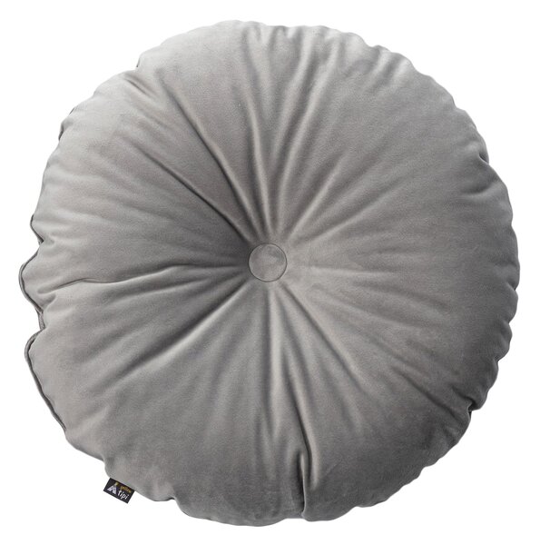 Sametový polštář s knoflíkem barva šedá látka lesklé, sametová