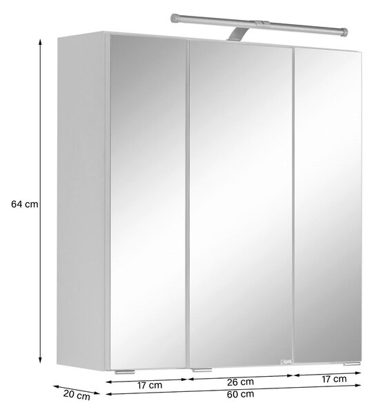 ZRCADLOVÁ SKŘÍŇKA, bílá, bílá, 60/64/20 cm Held - Koupelnové série, Online Only