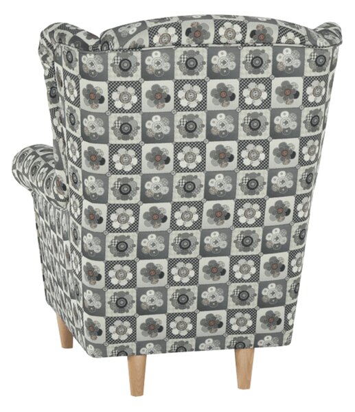 Ušák, křeslo, s taburetem, látka patchwork N1, Tempo Kondela ASTRID