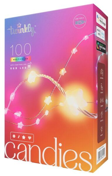 Twinkly TWKS100RGB-T - LED RGB Stmívatelný řetěz 100xLED 8 m USB Wi-Fi