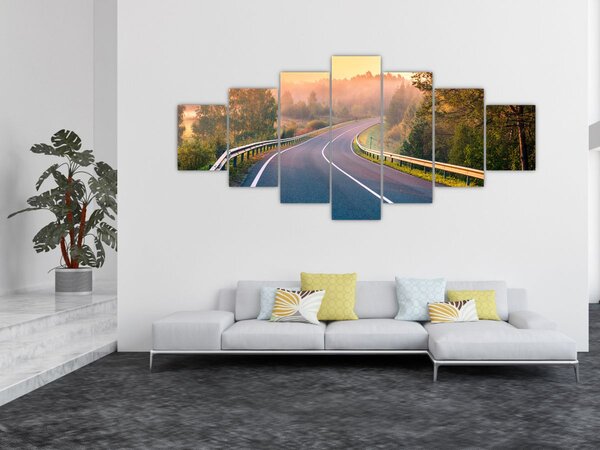 Obraz - Cesta při východu slunce (210x100 cm)