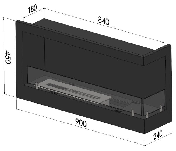 InFire - Rohový BIO krb 45x90 cm 3kW černá
