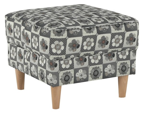 Ušák, křeslo, s taburetem, látka patchwork N1, Tempo Kondela ASTRID