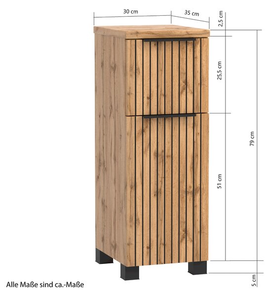 SPODNÍ SKŘÍŇKA, černá, dub wotan, dub wotan, 30/79/35 cm Held - Koupelnové série, Online Only