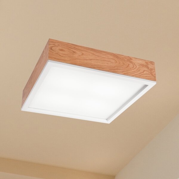 Stropní svítidlo OAK SQUARE 4xE27/15W/230V 39x39 cm dub/bílá