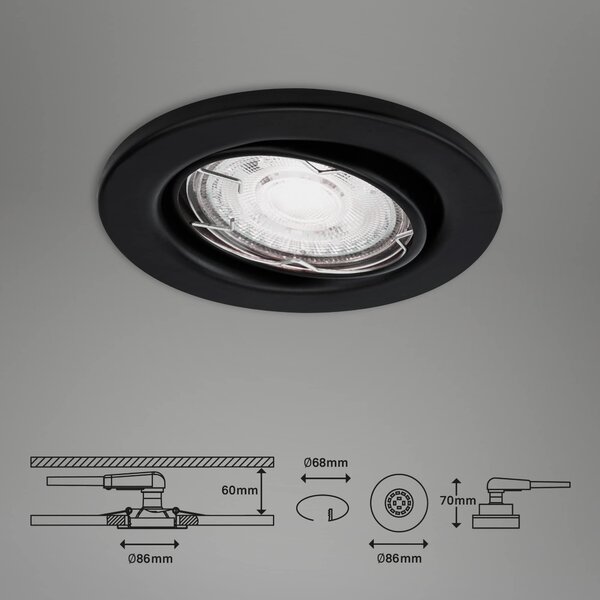 BRI 7147-035 3ks LED vestavné svítidlo, pr. 8,6 cm, 5 W, černá - BRILONER