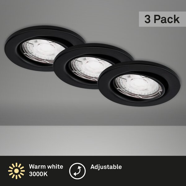 BRI 7147-035 3ks LED vestavné svítidlo, pr. 8,6 cm, 5 W, černá - BRILONER