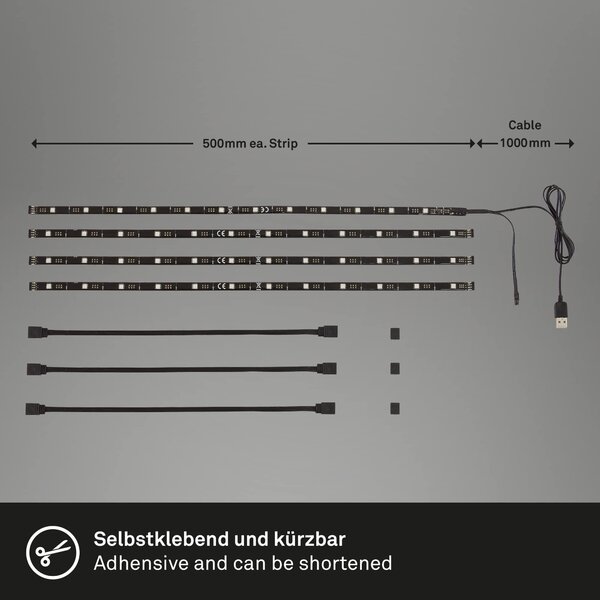 BRILO 2353-024 USB LED pásek 50 cm černá - BRILO