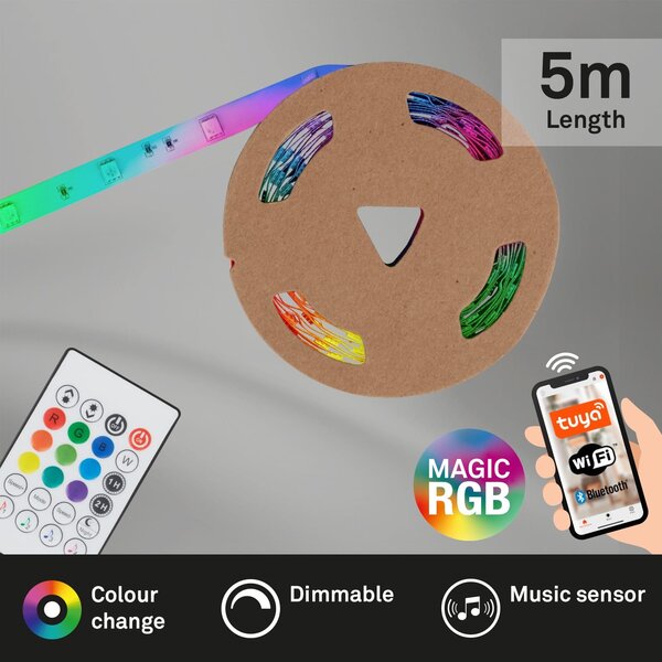 BRILO 2313-150 Digitální RGB LED pásek s hudebním senzorem 500 cm 0,12W bílé - BRILO