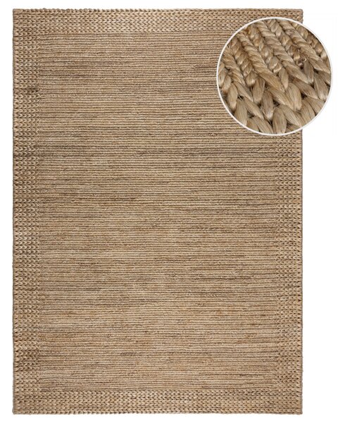 Flair Rugs, Kusový koberec Drew Braid Border Natural, 120x170, béžová, chodba / předsíň