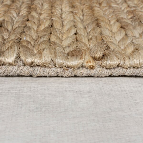 Flair Rugs, Kusový koberec Drew Braid Border Natural, 120x170, béžová, chodba / předsíň