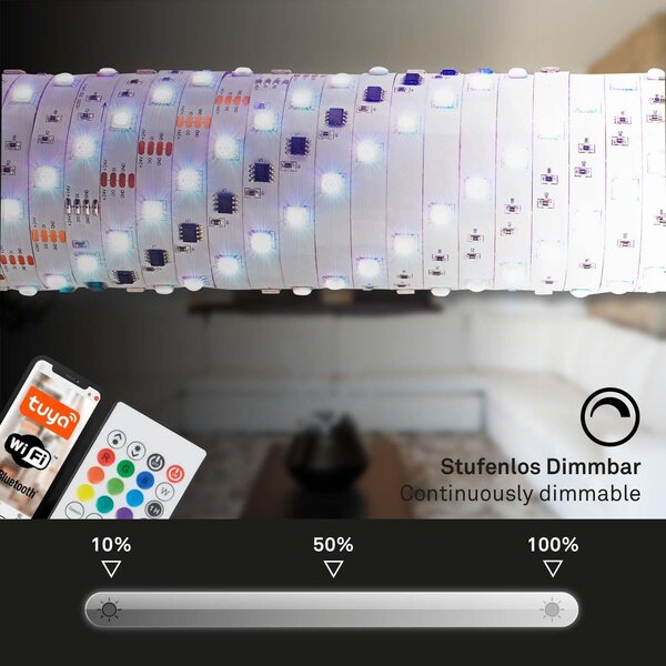 BRILO 2313-150 Digitální RGB LED pásek s hudebním senzorem 500 cm 0,12W bílé - BRILO