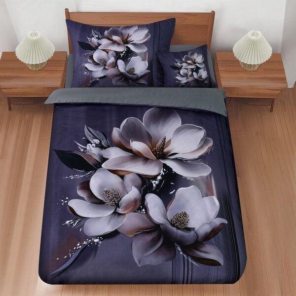 Povlečení MAGNOLIE šedá, 40x40 + 70x90 a 140x200 cm