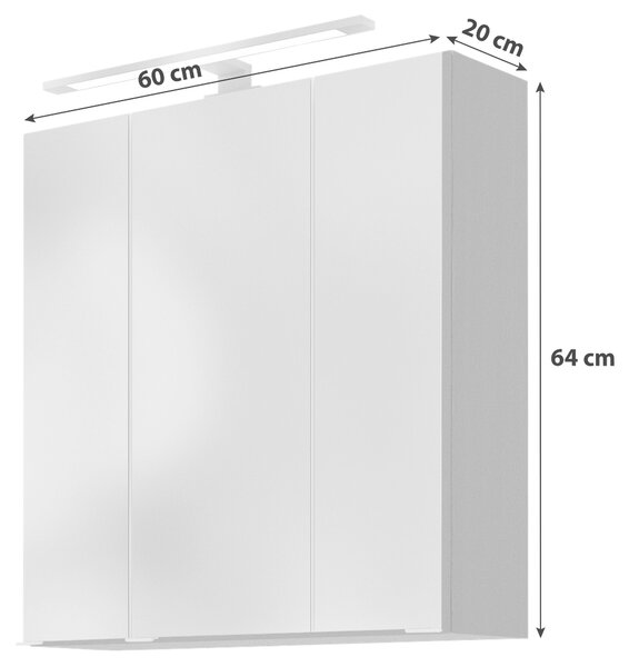 ZRCADLOVÁ SKŘÍŇKA, barvy grafitu, 60/64/20 cm Held - Zrcadlové skříňky, Online Only