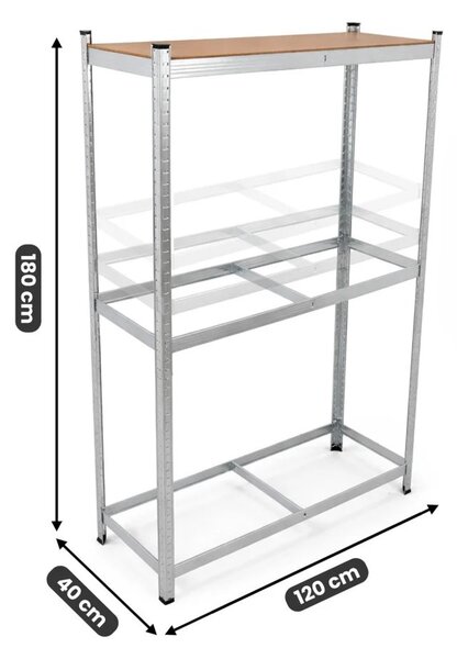 Kovový policový regál 120 cm VERIDO - pozinkovaný stříbrný