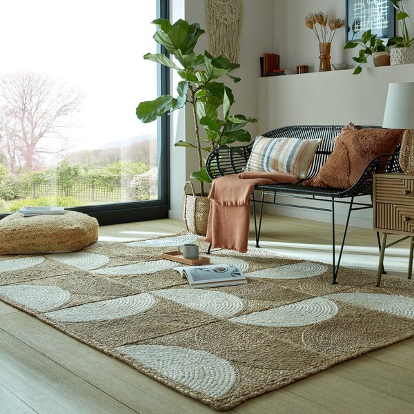 Flair Rugs, Kusový koberec Ella Jute Eclipse Natural/White, 200x290, béžová, chodba / předsíň